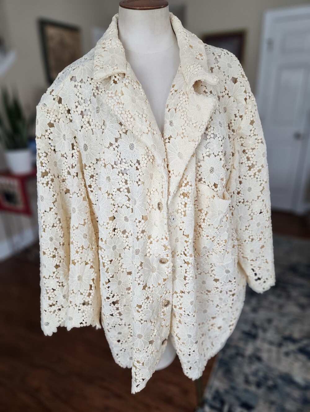 Anthropologie Maeve Cream Floral Jacket 3XL